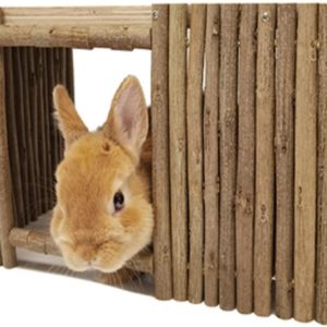 Large Wooden Rabbit Nest Bunny House and Hideouts Small Animal Play Hideaway Hut for Indoor Adult Rabbit Guinea Pig Chinchilla Habitat (Rectangle)