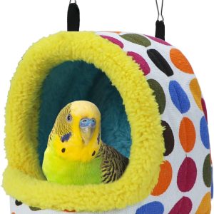 Bird Hanging Hammock Winter Warm Parrot Nest House Bed Plush Snuggle Pet Cave Hammock Toy for Conure Lovebird Budgie Parakeet Cockatiel Cage Accessory (Medium)