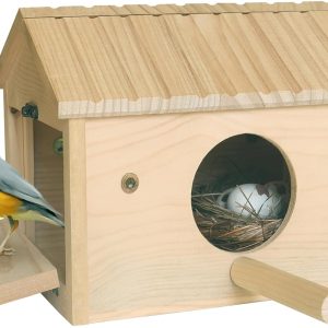 Bird Nesting Box Wooden Cockatiel Breeding Nest for Cages, Large Parakeet Nest Box Lovebird House Budgie Breeding Box (Wood)
