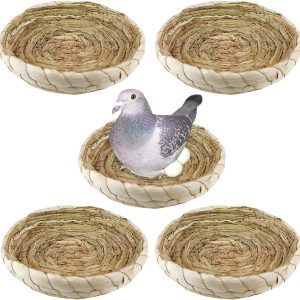 5 Pcs Pigeon Nest, Bird Nest Bowls, Wooden Nest for Pigeons Breeding Hatching (Natural Nest)
