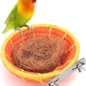 Bird Nest, Parrot Breeding Nest Bed with Natural Coconut Fiber Bedding for Budgie, Parakeet, Cockatiel, Conure, Lovebird, Canary, Finch, Small Birds