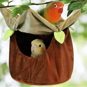 Bird Nest Bed Hanging Hammock Bird Snuggle Hut-Pet Double Layer Bird Swing Hammock Nest Bird for Parrots Budgies Parakeet Cockatiels Lovebird (L)